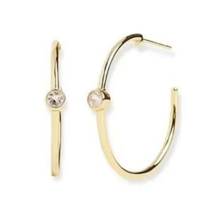 MARRIN COSTELLO Women's White Topaz Gold Plated Sterling Mystique Hoop Earrings